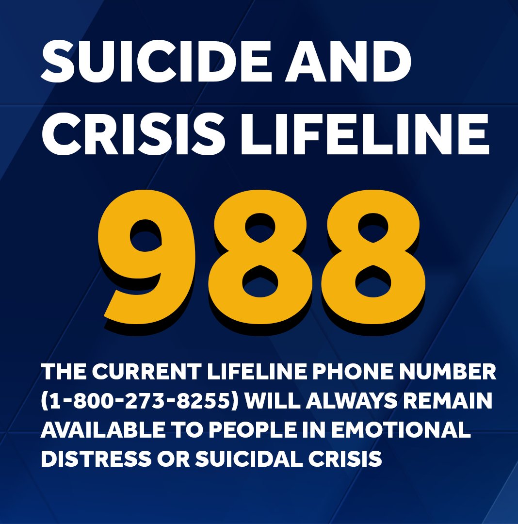 kcranews's tweet photo. 988 mental health crisis hotline has launched nationwide. People can reach the line by text or phone call anywhere in the country.
Read more >> https://t.co/q5mxjEc2nq
#988 #mentalhealthlifeline https://t.co/wJoS4uwHio