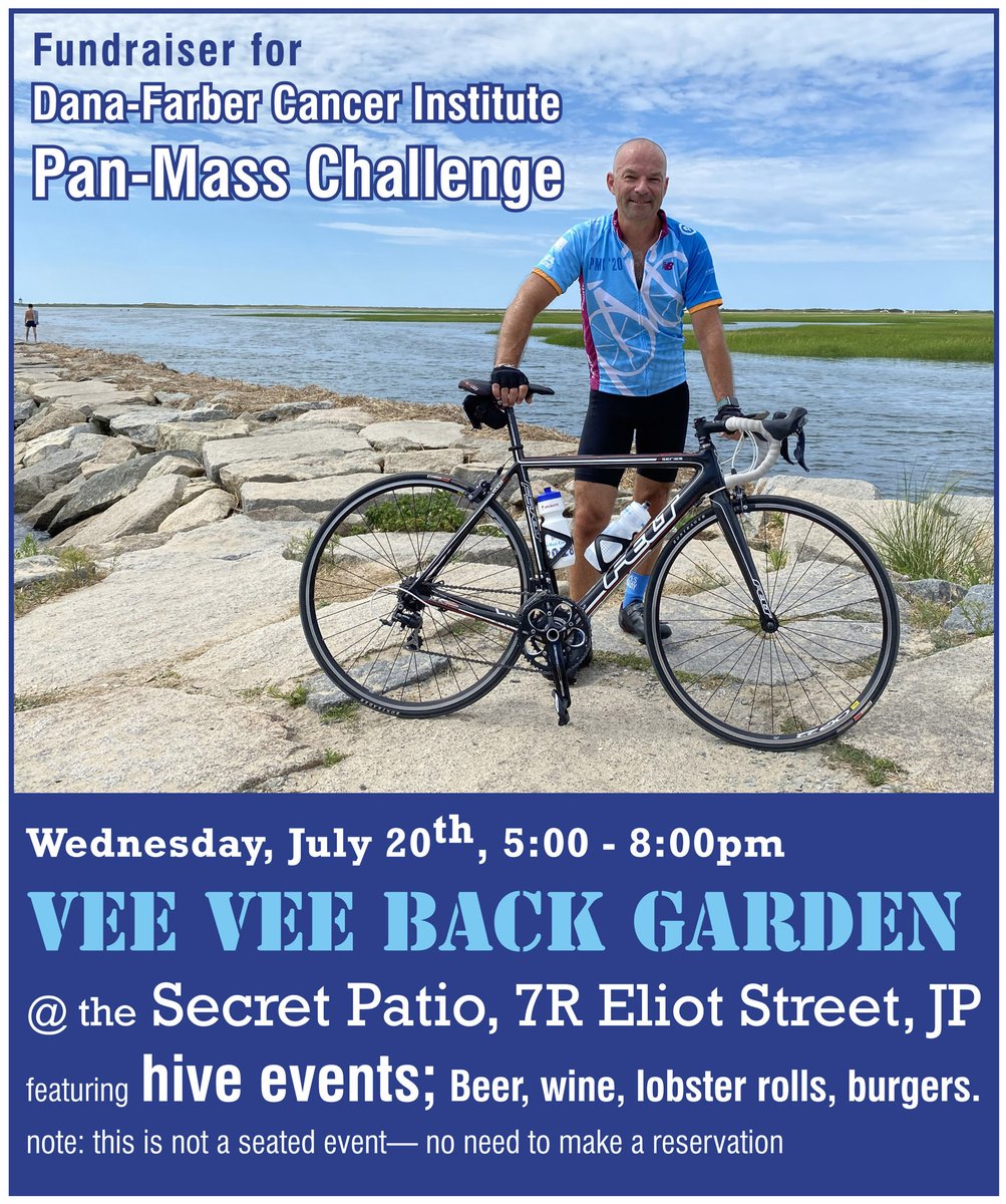 dannyvee's tweet photo. Hope you can join at my PMC fundraiser this coming Wednesday, 5-8pm on the @veeveejp upper patio. 

Beer and wine from the @hiveevents truck,
lobster rolls, burgers, raffles… Casual, non-seated event

Can’t make the shindig but still want to contribute ?https://t.co/Wnb400o3oV https://t.co/UkKcWbGn5O