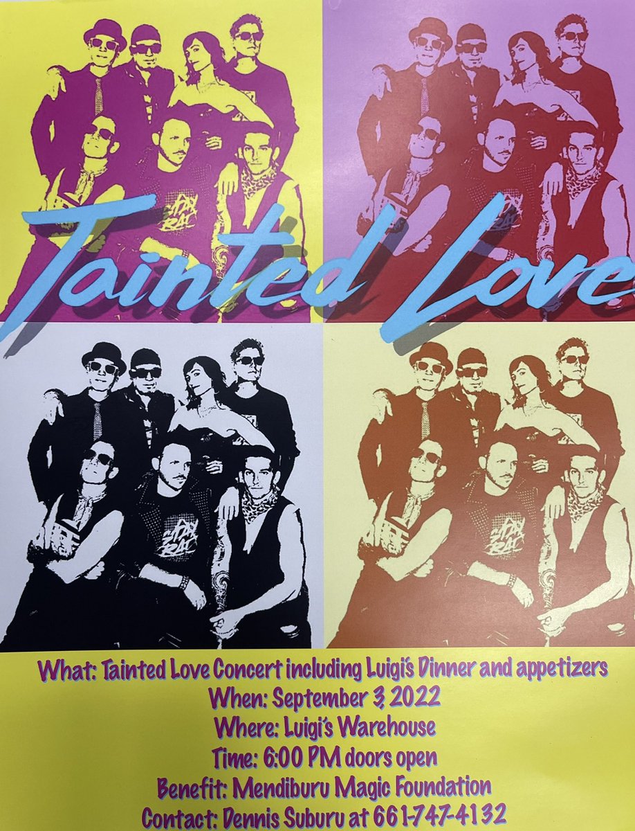mendiburumagic's tweet photo. September 3 at Luigi’s -- proceeds benefit Mendiburu Magic Foundation and we thank the Suburu family for choosing us as beneficiary @TaintedLoveSF 🎶 https://t.co/UzG0vKqv9D