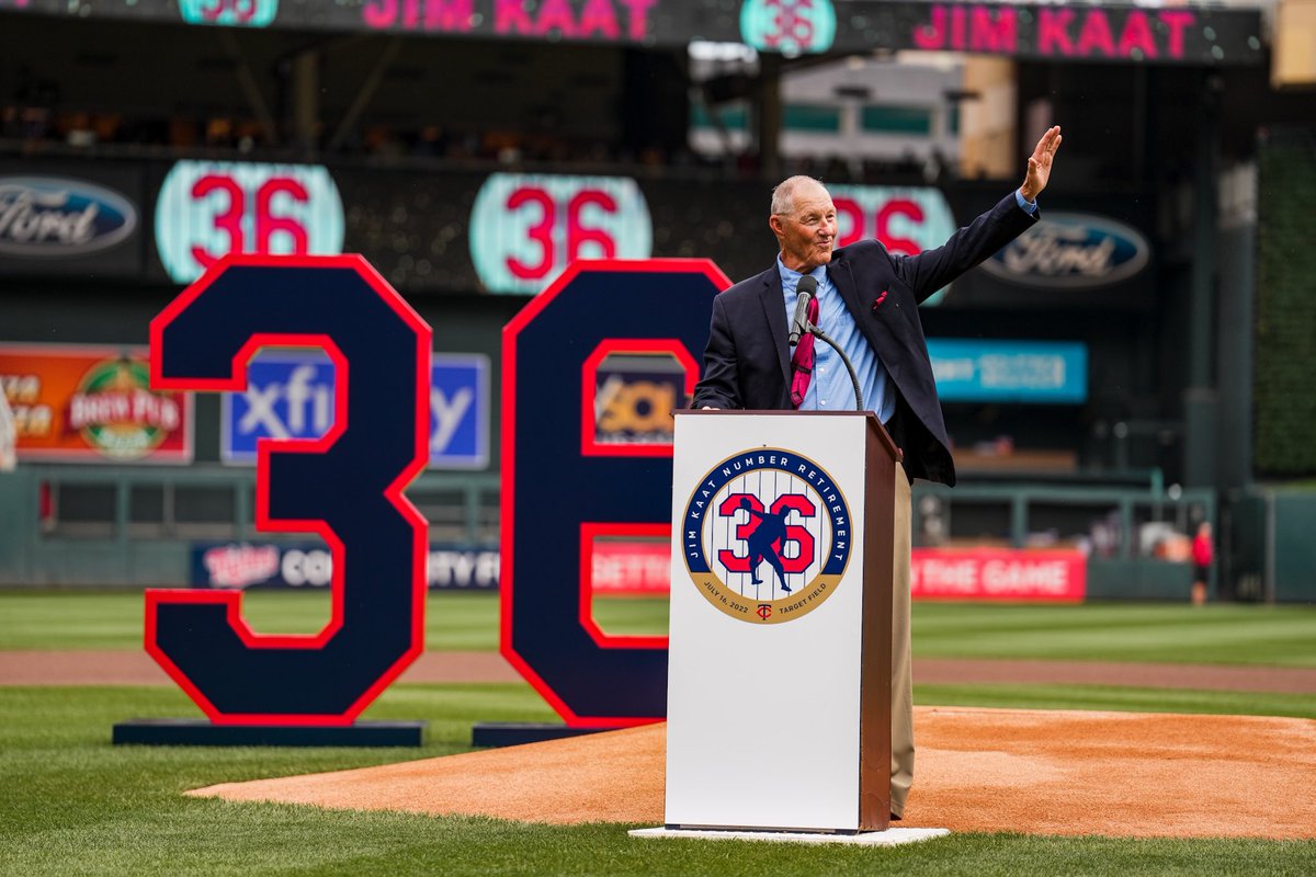 Twins's tweet photo. We are honored to retire future Hall of Famer, Jim Kaat’s number today! 

#36 will always be remembered as one of the greats. https://t.co/nIDPj4Fg0h