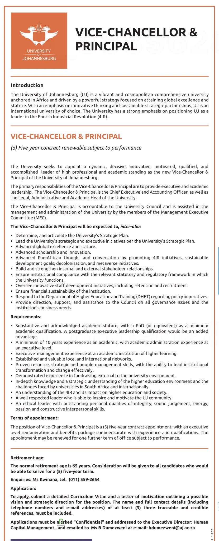 Executive Directors - University of Johannesburg