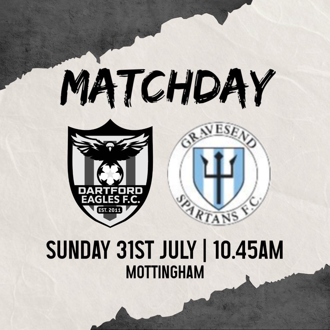 Our next pre-season test sees us come up against <a href="/gravesendsparta/">Gravesend Spartans</a> in Mottingham! Another perfect opportunity for players to get minutes in preparation for the season ahead! #COYE 🦅⚽️