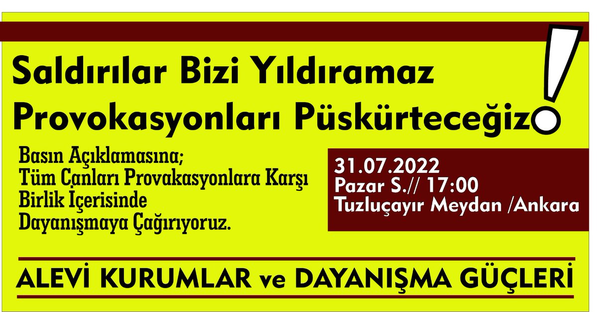 AkaderMamak's tweet photo. "Yanan ormanlarımızın, tecavüz edilen çocuklarımızın, öldürülen kadınlarımızın, dillerine, kimliklerine kilit vurulmak istenen halklarımızın, ve çalınan sömürülen emeğimizin hesabı tek tek sorulacak."
Tamamı için linke ..

#Tuzluçayır 
#HepimizAleviyiz
https://t.co/BGsREWWMa3 https://t.co/22UyO7bsRN
