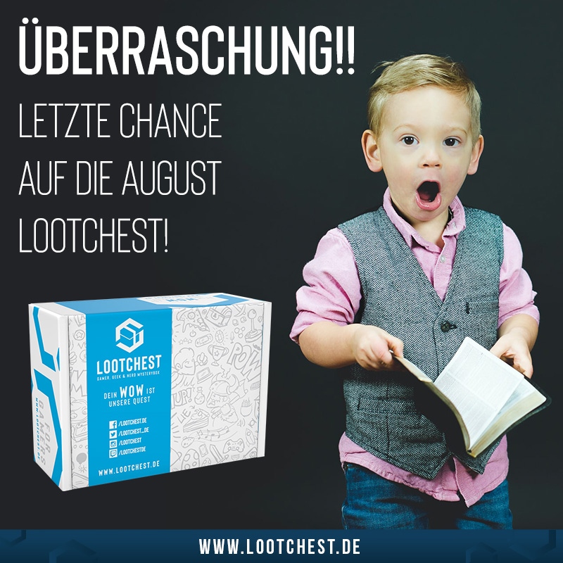 Lootchest_DE's tweet photo. LETZTE CHANCE auf die August-lootchest!🎁
Mach dir selbst eine Freude oder verschenke sie an deinen Lieblingsnerd!
Vielleicht wird diese Box etwas ganz besonderes...!
Wir würden es so gerne verraten! 😊
#lootchest #überraschungsbox #nerd #gamer #geekbox #nerdbox #lootbox https://t.co/xhSyCr3knV