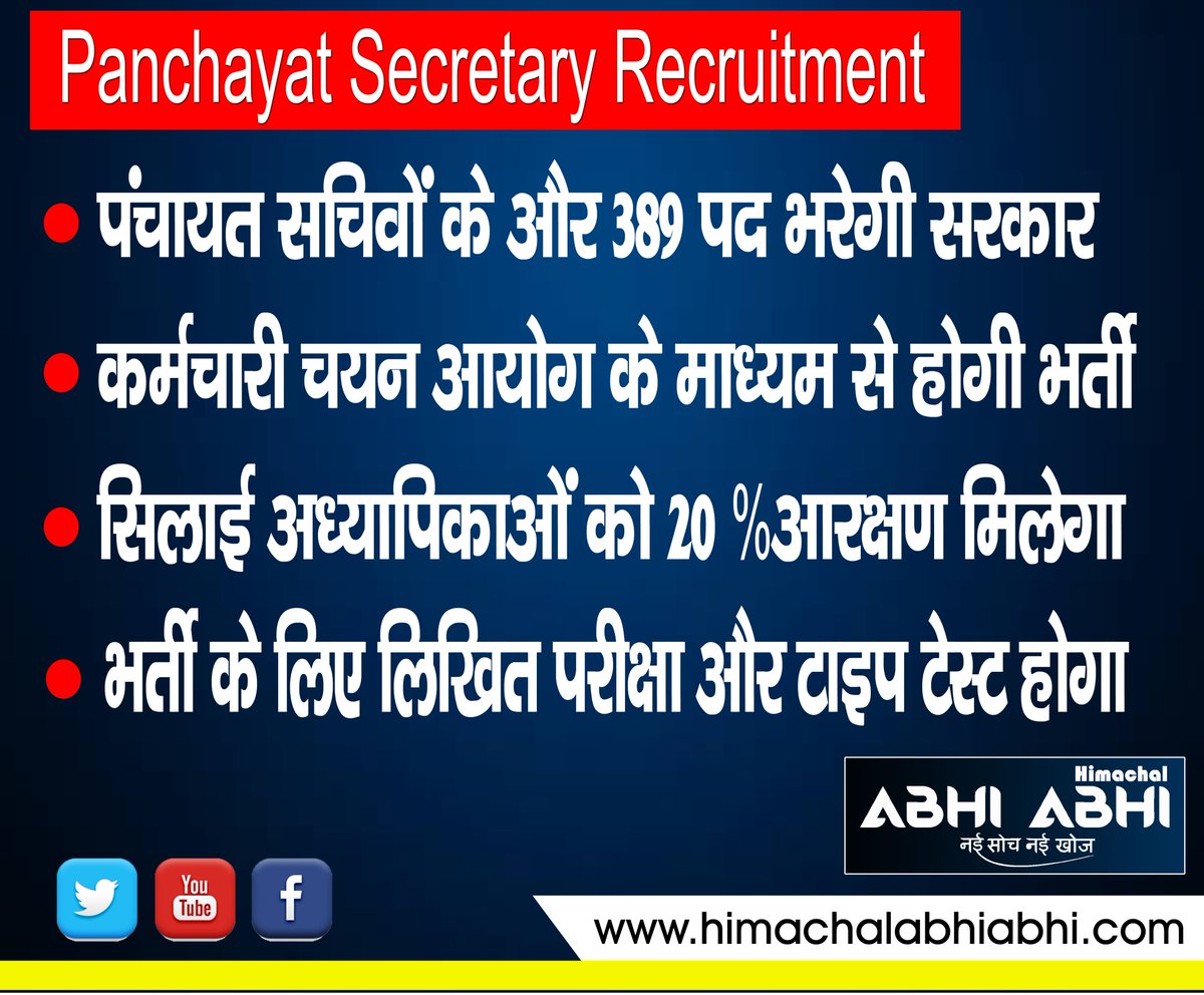 #PanchayatSecretary #jobs #himachal #HPSSC