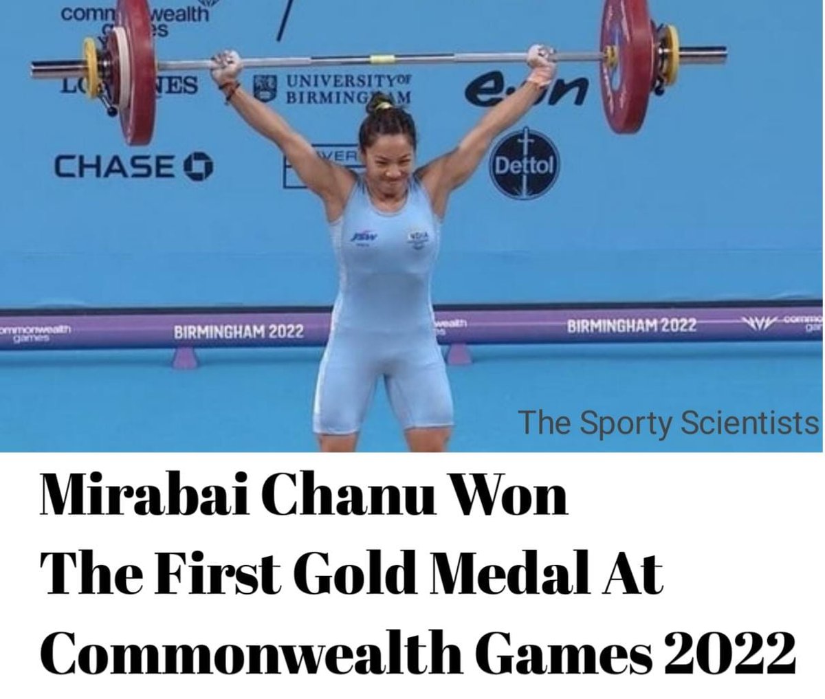 KhelScientists's tweet photo. Congratulations @mirabai_chanu for winning the first gold medal at Birmingham COMMONWEALTH GAMES 2022🎉

#CommonwealthGames2022 
#MirabaiChanu 
#weightlifting 
#india
#theSportyScientists 
@ChatterjeeZizou https://t.co/mDyF2I2Bfe