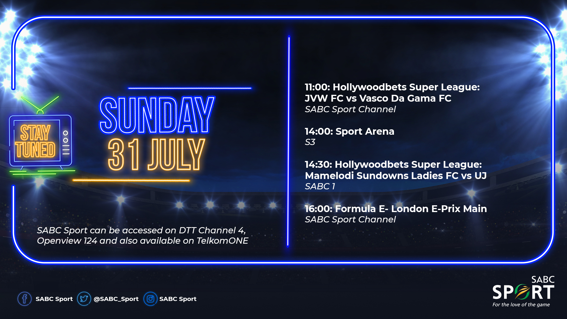 SABC on Twitter "End your weekend with SABC_Sport jampacked lineup