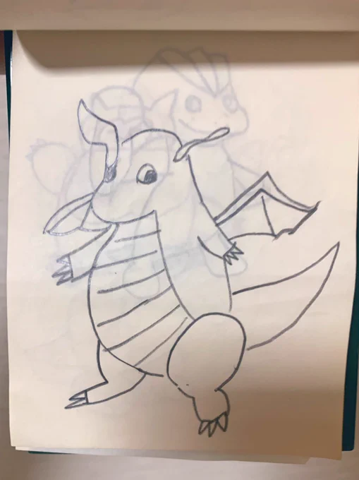 小学生の頃に描いたカイリューです 