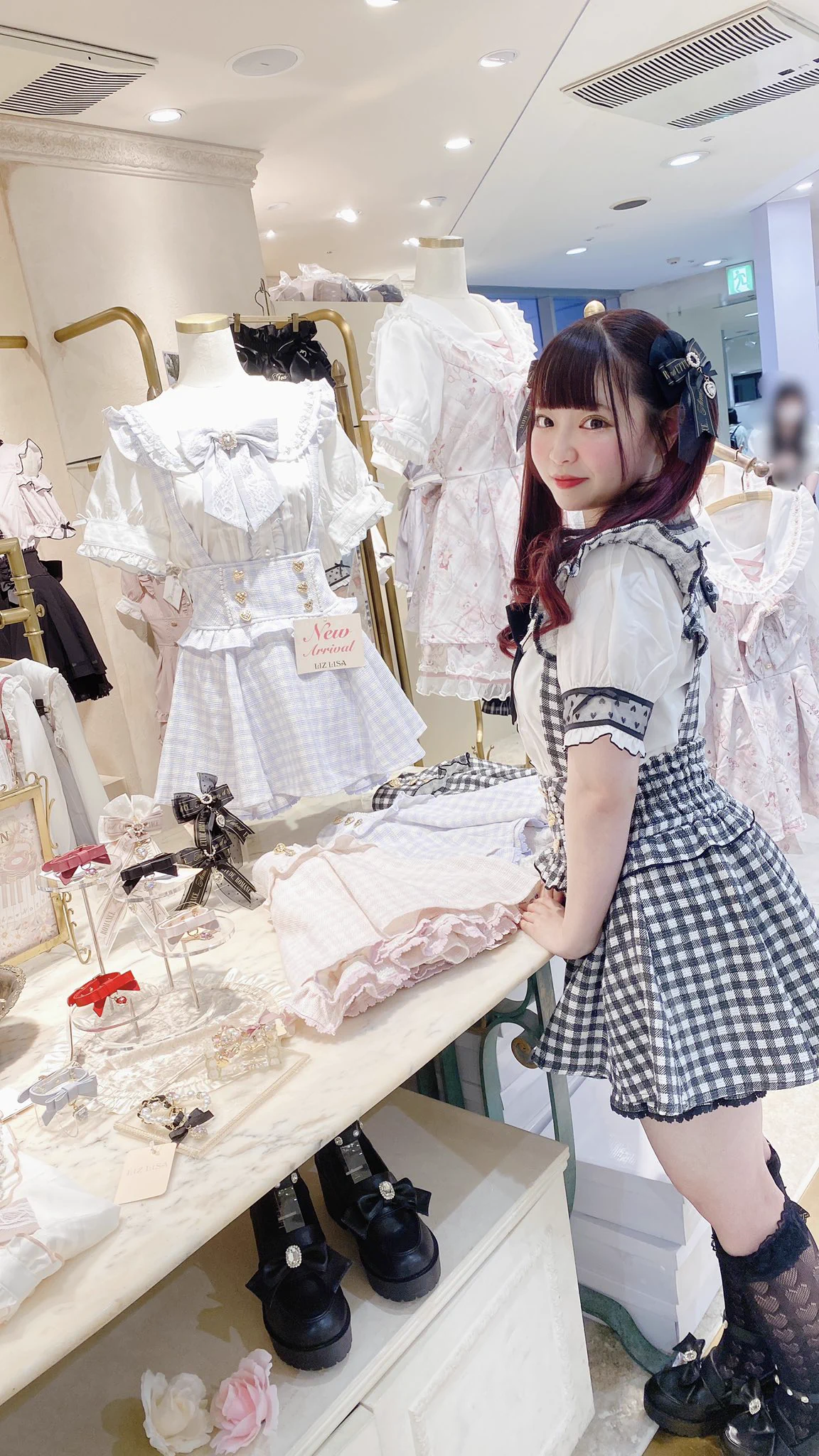 LIZLISA ギンガムツイードサスペンダー付きスカパン ブルー 水色 LIZ LISA on X: 