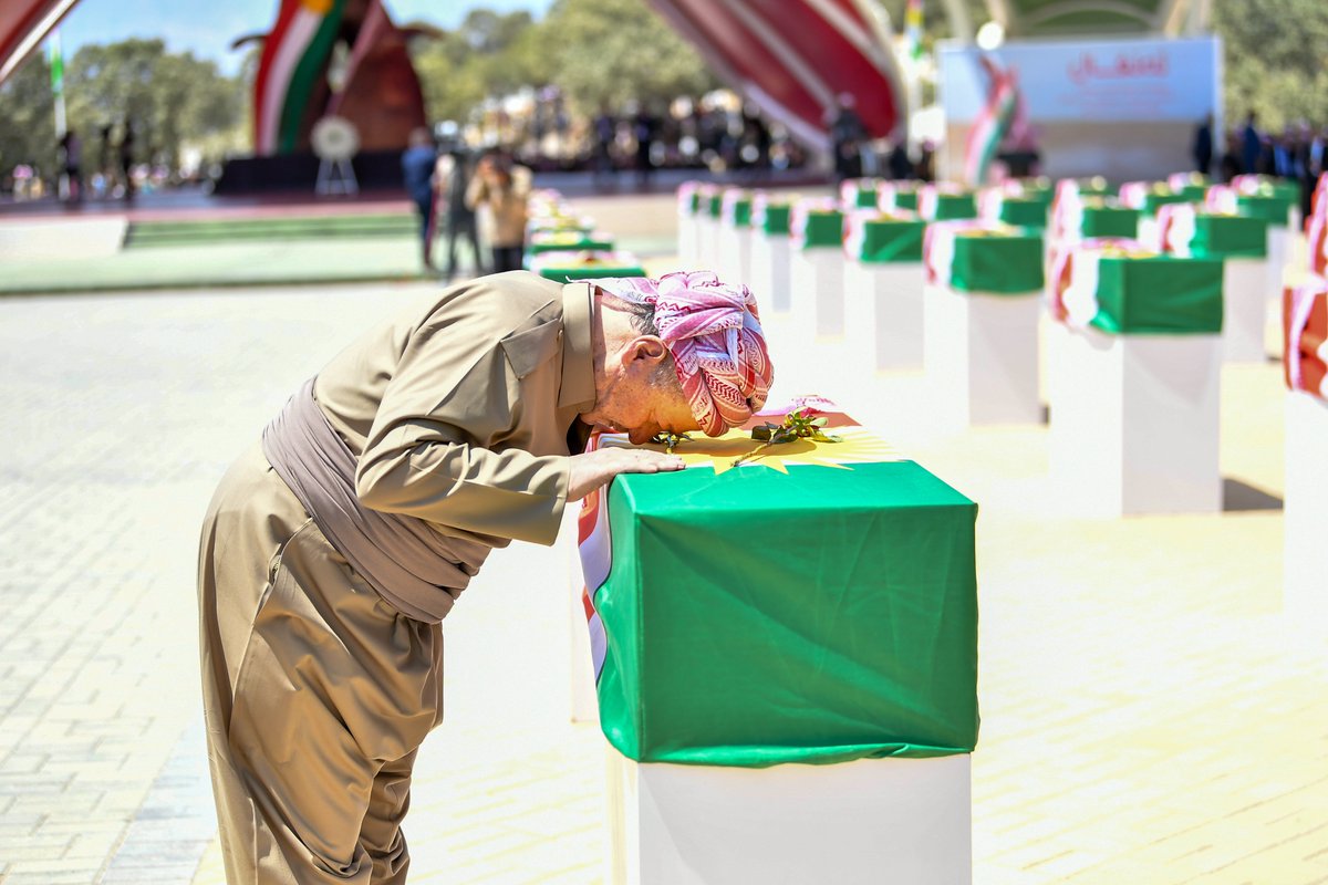 Participated in the burial of 100 Barzani martyrs as part of the 1983 Genocide by the former Iraqi regime which resulted in the murder of 8,000 innocent people. Their "crime" was that they were born Barzanis. I pray to His Almighty that their souls are in better places.