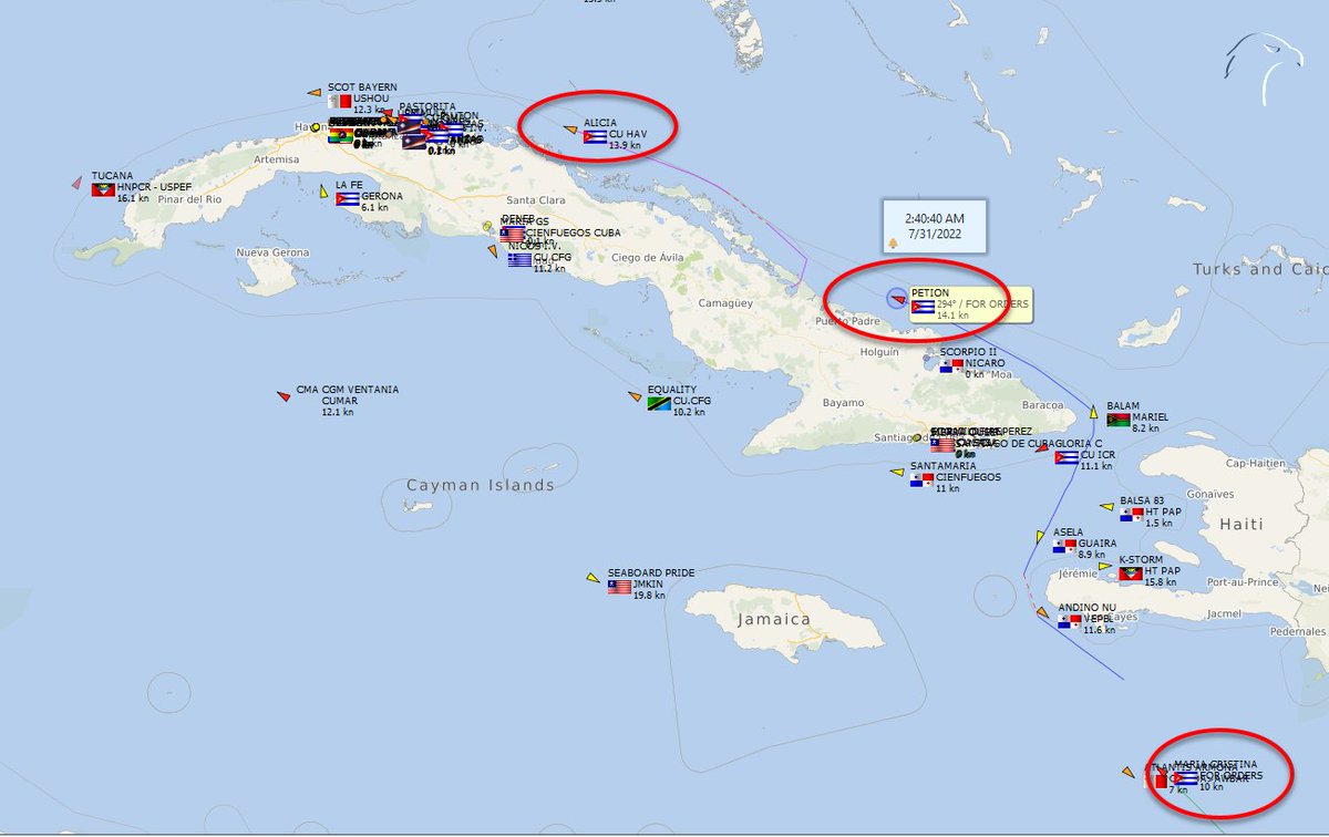 FlconEYES's tweet photo. 🧐COMBUSTIBLE: 238,000 Toneladas

#ALICIA 50,000 T, #PETION 71,000 T y #MARIACRISTINA 16,000 T con venezolano, para entregar. Total: 137,000T

#USMA 52,000T y #SUNNYHILLS 49,000T combustible Ruso, por entregar en #Matanzas. 101mil T

#GLORIAC salió desde #NIPE  a #SANTIAGODECUBA. https://t.co/NPuJ5Ocqw1