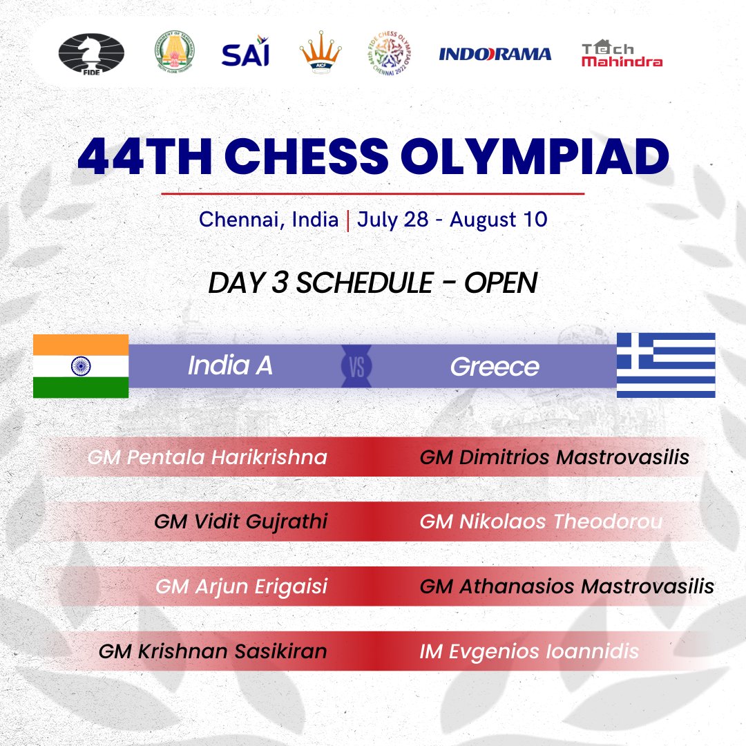 All India Chess Federation on X: Clean Sweep! 😎🤘 All 6️⃣ Indian teams  kicked off the 44th #ChessOlympiad in their home turf with comfortable wins  in round 1️⃣. Full Results 📝 Open