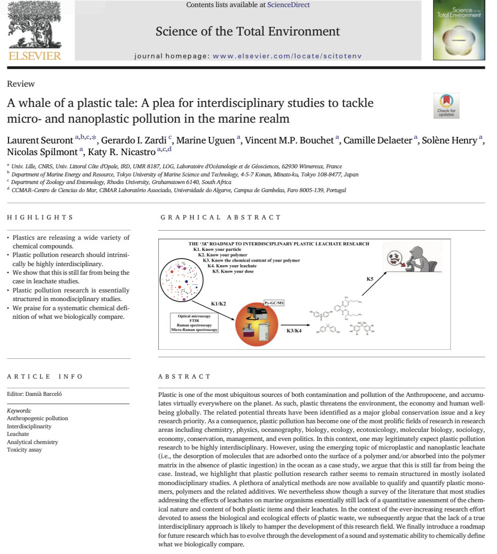New paper out in ⁦<a href="/STOTEN_journal/">STOTEN</a>⁩ on the need for an interdisciplinary future for #microplastic research. ⁦<a href="/KatyNicastro/">Katy Nicastro</a>⁩ ⁦<a href="/ZardiGerardo/">Gerardo Zardi</a>⁩ ⁦<a href="/UguenMarine/">Marine Uguen</a>⁩ ⁦<a href="/LOG_labo/">Laboratoire d’Océanologie et de Géosciences</a>⁩ ⁦<a href="/Rhodes_Uni/">Rhodes University</a>⁩ ⁦<a href="/CienciasDoMar/">CCMAR - Centro de Ciências do Mar</a>⁩