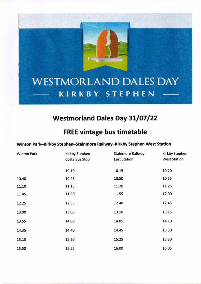 FREE Classic Coaches  running all day in Kirkby Stephen for Westmorland Dales Day. #weatherimproving #cumbria #garden #vintagebus #steamrailway #westmorland