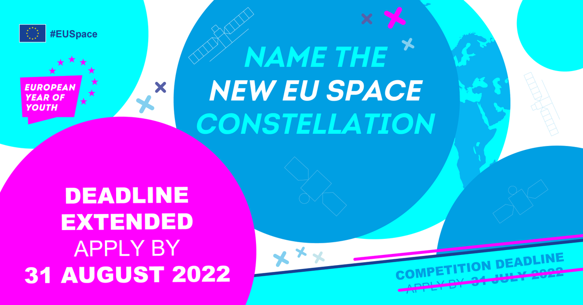 defis_eu's tweet photo. We are looking for young creative minds to name the new #EUSpace constellation🛰️
📜These are the competition rules
More information at 👇
https://t.co/nj9LNCbKiI