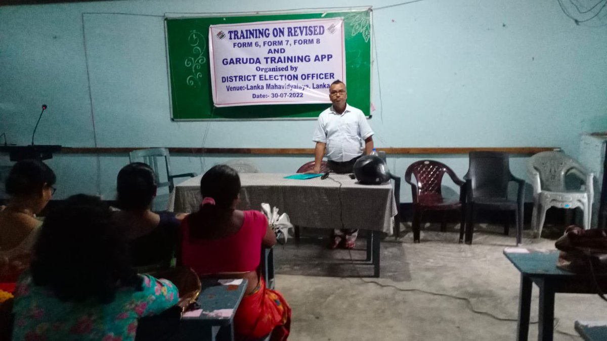 ElectionHojai's tweet photo. Training to the AEROs, BLO Supervisors and BLOs on the revised Form 6, 7, 8, 6B and Garuda application in five different venues in Hojai on 30.07.2022 https://t.co/xABVGPKB1K