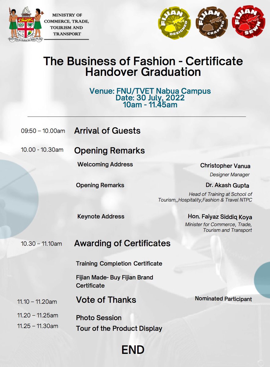 AvaneeshRaman's tweet photo. Signing of #MOU @FijiFashion @MCTTTFiji #strategic #partnership and #collaboration with @FNUFiji to #advocate #business of #fashion. Truly value this #association in the #15years of #FJFW. 
#sponsorships #businessoffashion #empowering #designers #fijifashionweek https://t.co/KZsSgyWr41