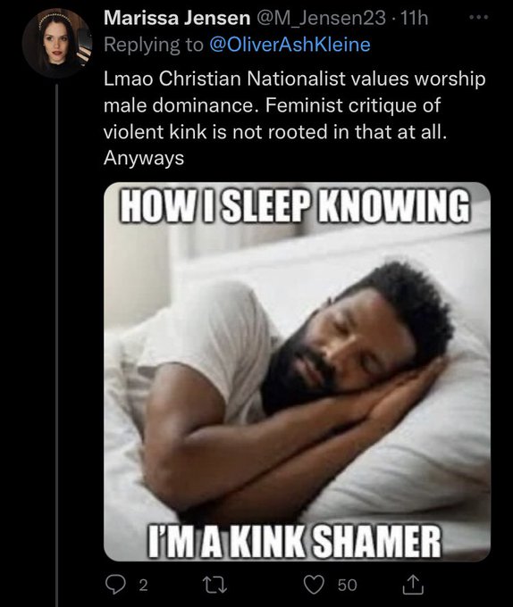 Really sad that someone is proud of kink-shaming. This is not the way, sis! #KinkyAndProud https://t<a href="/tag/kinkyandproud"class="tags"><span>#kinkyandproud</span></a>