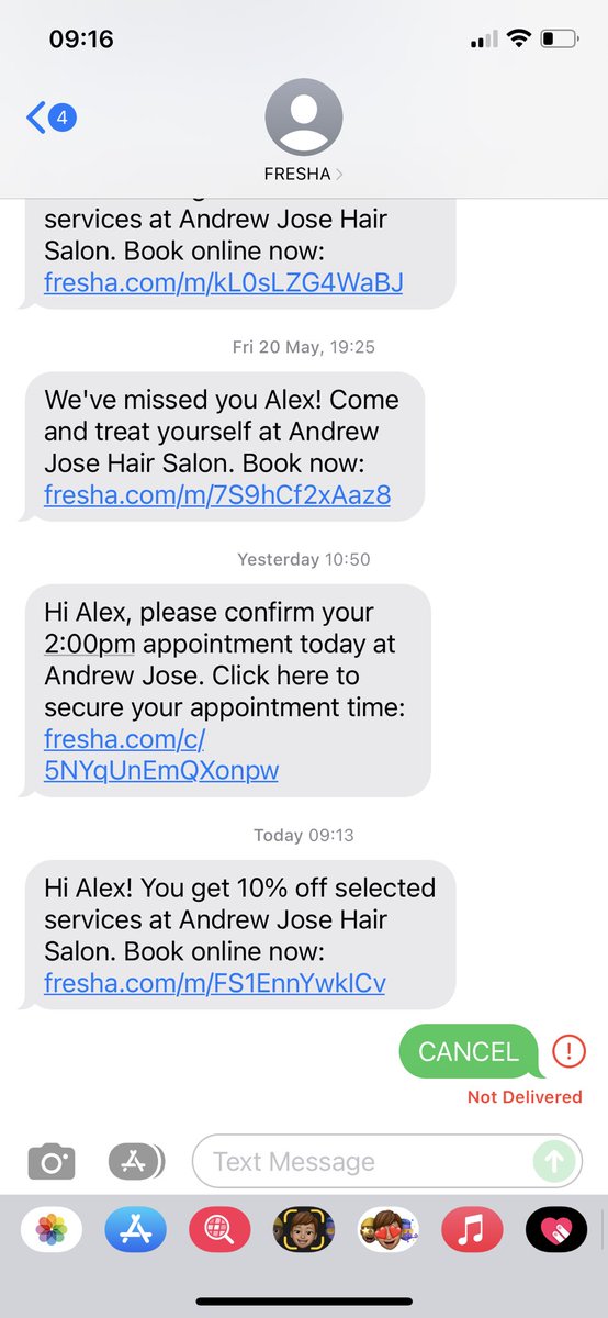 Hey <a href="/heyfresha/">Fresha</a>. I never signed up to your service and I do not wish to receive unsolicited spam via text messages. Why do you think it’s ok to text me this stuff?