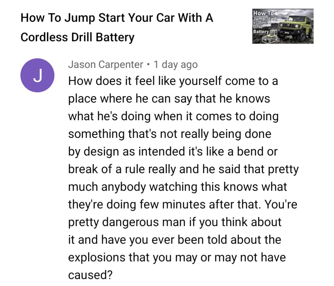 Apparently I'm a pretty dangerous man, if I think about it. I am yet to be told about the explosions I may (or MAY NOT!) have caused.