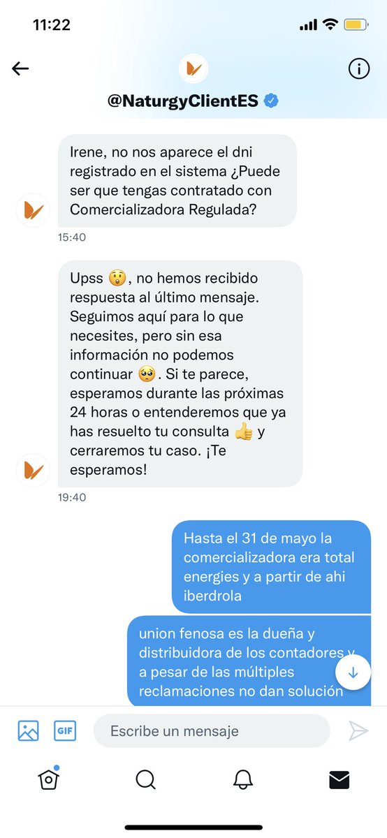 irenedefruits's tweet photo. Pues no, claro que no me habéis resuelto el problema… De verdad que es INCREÍBLE lo vuestro @Naturgy @nedgia @TotalEnergiesES , no os vais a hacer responsables ninguno, verdad? LAMENTABLE ATENCIÓN AL CLIENTE. Qué indefensión, es desesperante esto… @facua @consumidores https://t.co/LqXAUutDls