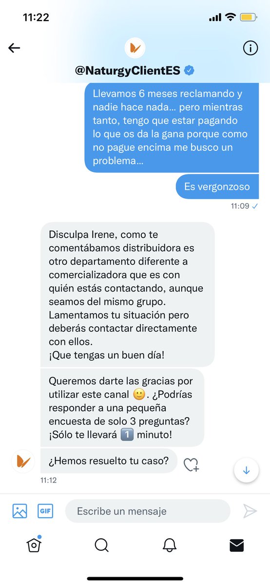 irenedefruits's tweet photo. Pues no, claro que no me habéis resuelto el problema… De verdad que es INCREÍBLE lo vuestro @Naturgy @nedgia @TotalEnergiesES , no os vais a hacer responsables ninguno, verdad? LAMENTABLE ATENCIÓN AL CLIENTE. Qué indefensión, es desesperante esto… @facua @consumidores https://t.co/LqXAUutDls