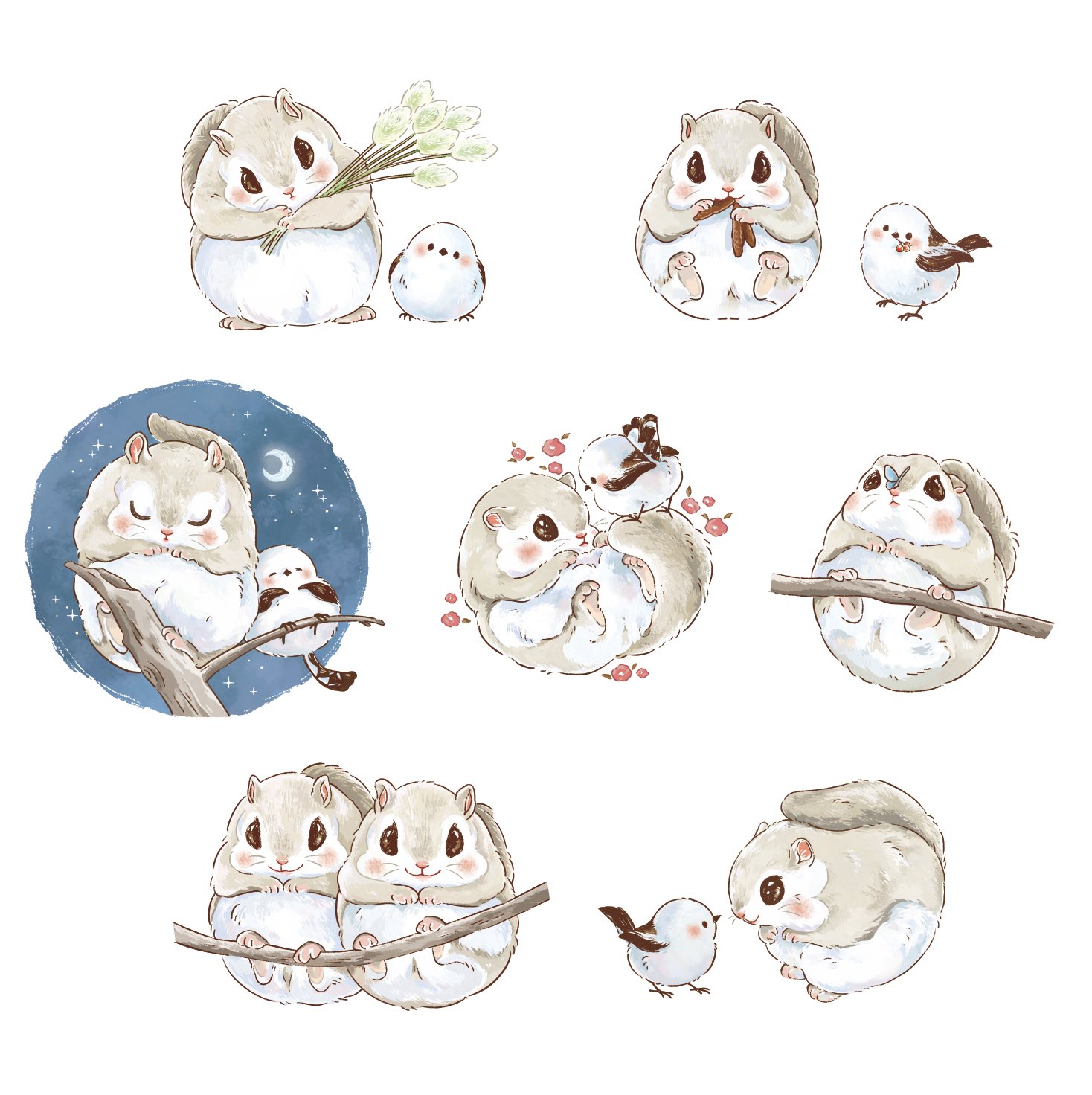 Natsumiクリマ両日 M 111 エゾモモンガとシマエナガ このイラストでフレークシールつくろうかな イラスト T Co 4dmdwm5oos Twitter