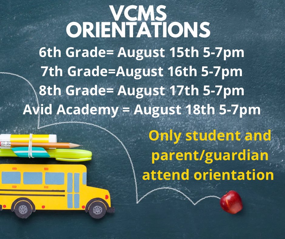 Please read!!! Mark your calendars!
Grade level orientations are mandatory! Essential information for the school year will be provided. Also, there will be uniform examples and sales available.