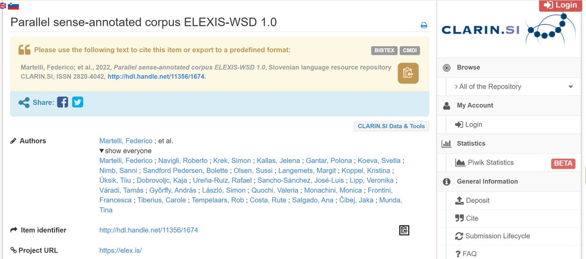 ELEXIS-WSD is a parallel sense-annotated corpus in which content words (nouns, adjectives, verbs, and adverbs) have been assigned senses. Version 1.0 contains sentences for 10 languages clarin.si/repository/xml…