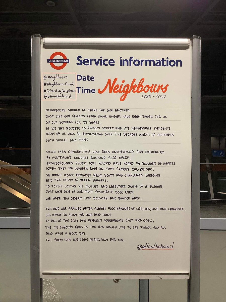 All On The Board (@allontheboard) on Twitter photo Everybody needs good neighbours and you were simply the best.
Thank you to all of the cast & crew for becoming good friends to us for 37 years and giving us so many wonderful memories.
Love from all of your fans
#Neighbours
#NeighboursFinale
#CelebratingNeighbours <a href="/kylieminogue/">Kylie Minogue</a> Everybody needs good neighbours and you were simply the best.
Thank you to all of the cast & crew for becoming good friends to us for 37 years and giving us so many wonderful memories.
Love from all of your fans
#Neighbours
#NeighboursFinale
#CelebratingNeighbours <a href="/kylieminogue/">Kylie Minogue</a>