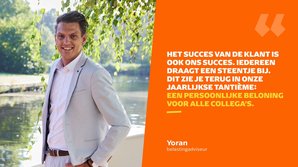 "Het 𝘀𝘂𝗰𝗰𝗲𝘀 van de klant is ook ons succes. Iedereen draagt een steentje bij. Dit zie je terug in onze jaarlijkse tantième: een persoonlijke beloning voor alle collega’s" - Yoran Boer, belastingadviseur

#jonglaanbaan #jonglaan #samengaan