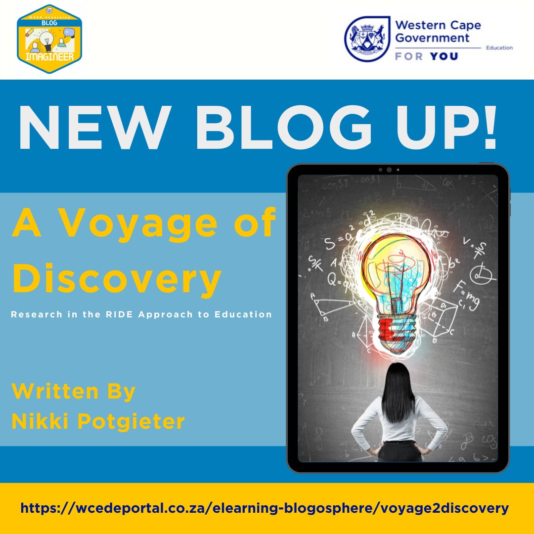 WCED_eCulture's tweet photo. New Blog UP by Imagineer, Nikki Potgieter

Blog: A Voyage of Discovery
Research in the RIDE Approach to Education

https://t.co/a4FAl3naMJ

#wced #wcedeportal #blogging #blog #edublogs #elearning https://t.co/XR33MT0cm5