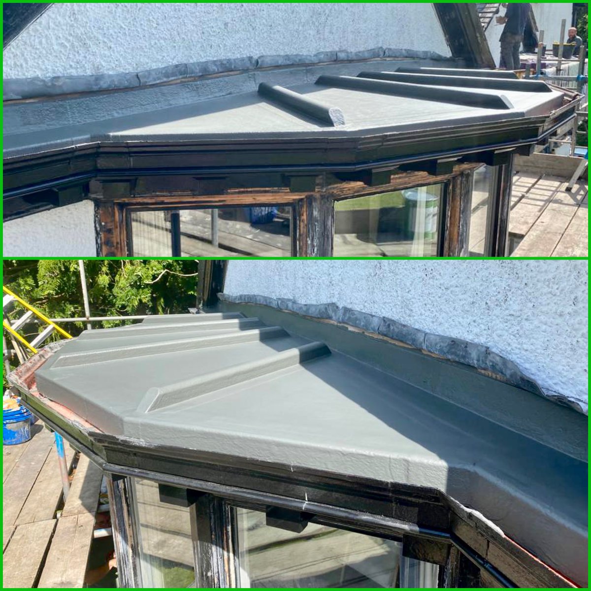 westwoodliquid's tweet image. Looking for that #leadeffect finish?  Take a look at this!👌🏼
Lead Craft refurbished this bay window - by installing our #Wecryl #PMMA #Waterproofing.
Mop stick was installed and incorporated into the Wecryl system to give the lead effect finish - quality #workmanship once again💚