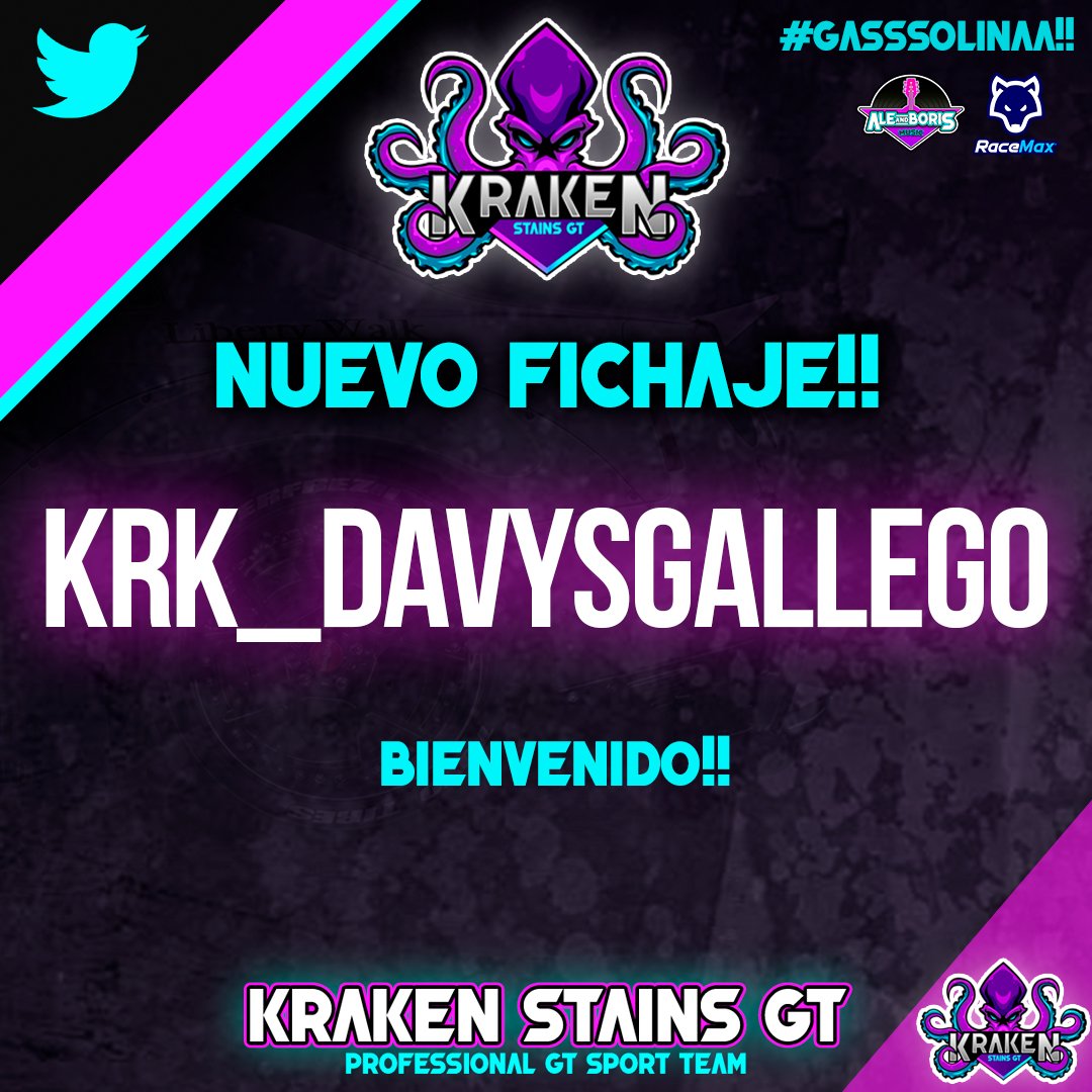 KrakenStainsGT's tweet photo. π£ NUEVO FICHAJE!! π£
π Damos la bienvenida a @DavysGallego que a partir de hoy ya es nuevo piloto de Kraken Stains GT!
ππ₯π #GASSSOLINA @RaceMax2 https://t.co/vnqrEOkrUR