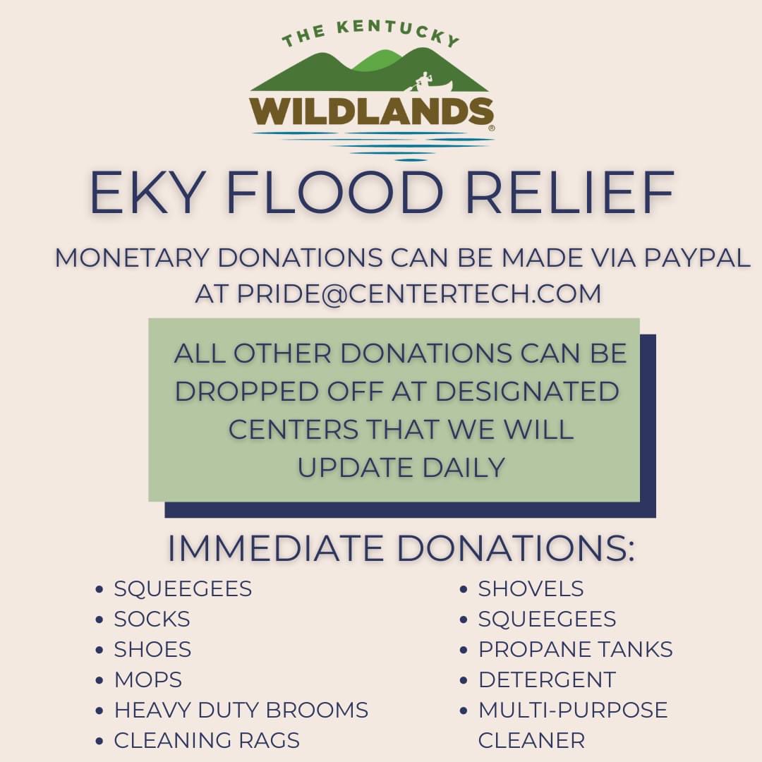 🛑 PLEASE READ &amp; SHARE 🛑
With the devastating rain/flooding in eastern Kentucky, #TheKentuckyWildlands is currently taking (monetary) donations to help with cleanup and other needs. If you want to help, please reach out to us at admin@kywildlands.com.