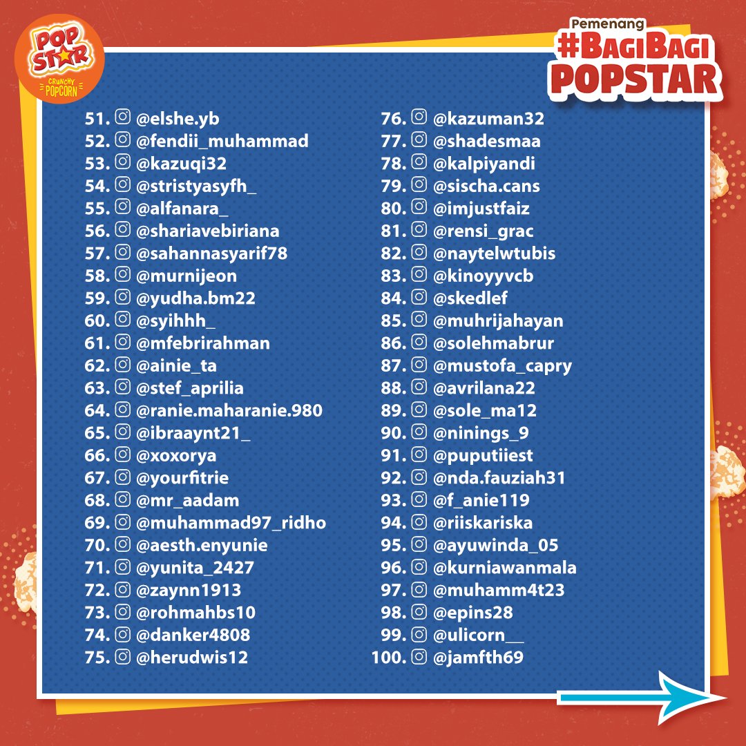 popstarid's tweet photo. Kalo iya, langsung kirimkan data diri kamu berupa: Nama lengkap, alamat lengkap, nomor HP, email, dan foto KTP via DM ke POPSTAR Indonesia. 
MinPOP tunggu paling lambat 1 AGUSTUS 2022, ya 😉
#popcorn #POPSTAR #TemanNontonGue #POPSTARLebihBesar #RasaBaruPOPSTAR #CrunchynyaPOPSTAR https://t.co/RDqfj3EGAY