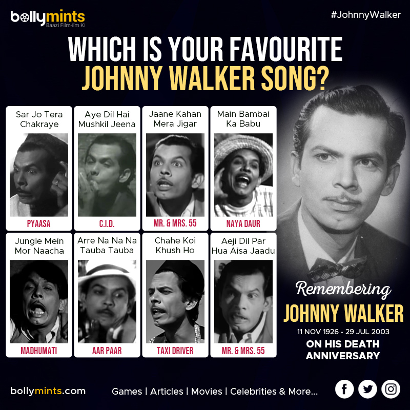 Remembering Actor #JohnnyWalker Ji On His #DeathAnniversary!
Which Is Your #Favourite Johnny Walker #Song?
@khanasirr