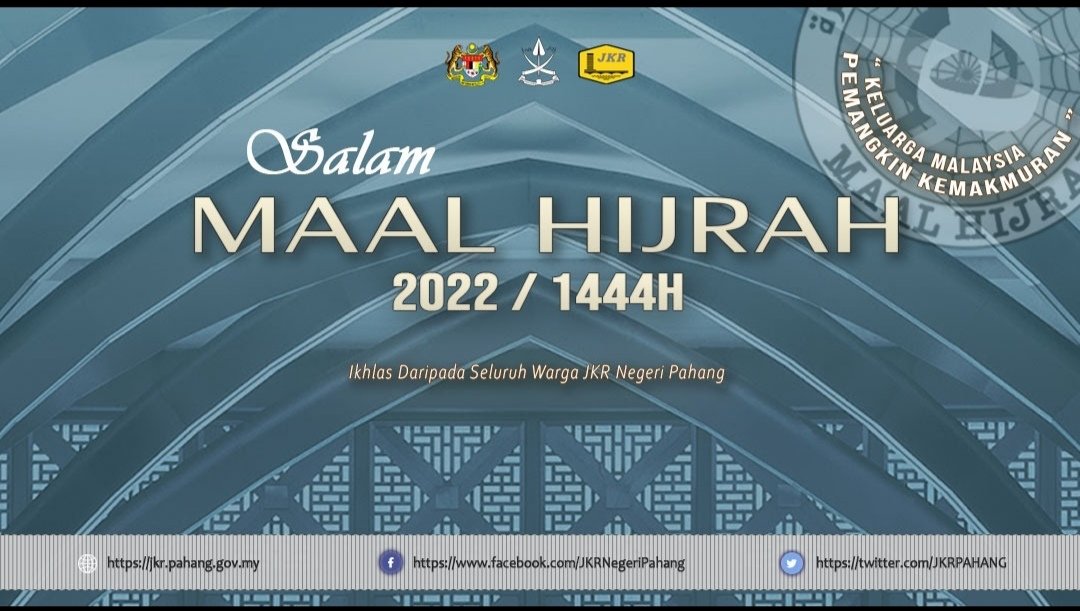 Salam Maal Hijrah
1 Muharram 1444H

Keluarga Malaysia Pemangkin Kemakmuran

@MOWorks
<a href="/JKRMalaysia/">JKR Malaysia</a>
<a href="/IrHafizah/">Hafizah</a>