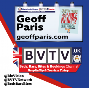 BVTVGlobal's tweet photo. More Sauce Madam?-the adventures of a hotel manager author, Geoff Paris guests on @BizVision @BVTVNetwork Hospitality Today program with a trilogy of 3 videos. Watch at https://t.co/G0HcjU6dDI https://t.co/WoP3tD6r8x