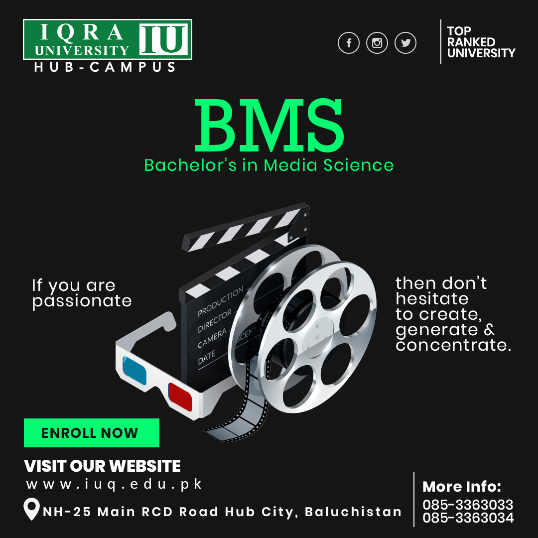 IUQuetta's tweet photo. Want to outshine in Media Industry??
Explore yourself in the most relevant field of Media sciences such as television, radio, digital gaming, popular music, and social media.
#iu #iuhub #iuquetta #iugwadar #iqrauniversity #iqrauniversityquetta #iqrauniversitygwadar #iumedia https://t.co/TNpxW2Fu8d