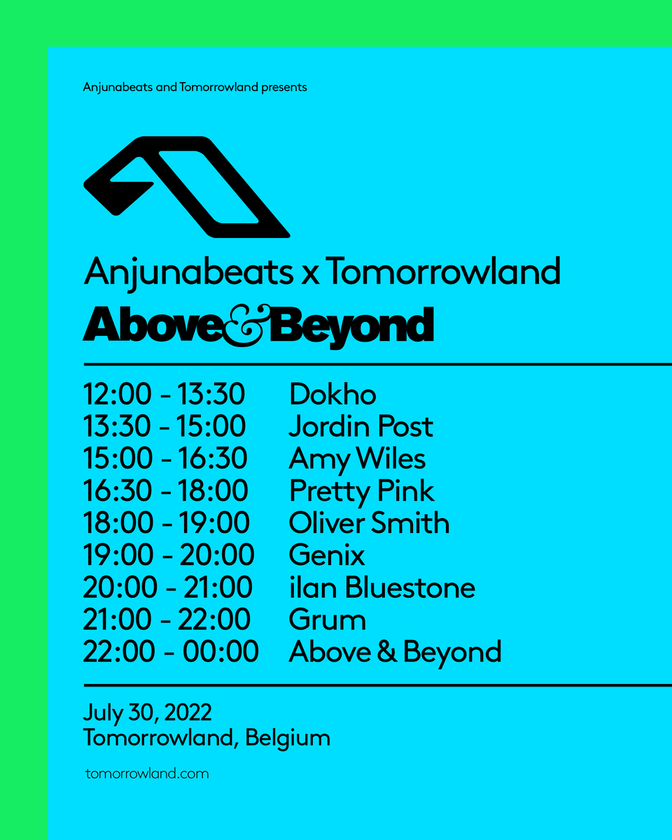 Jordin Post (@jordinpost) on Twitter photo Here's the <a href="/tomorrowland/">Tomorrowland</a> x <a href="/Anjunabeats/">Anjunabeats</a> set times 🙌 it's going to be a beautiful saturday, I'm dropping some brand new tunes and I can't wait to reunite with the Anjunafamily again 😌
Hope to see all of you at 13:30 at the Crystal Garden 💚💙 Here's the <a href="/tomorrowland/">Tomorrowland</a> x <a href="/Anjunabeats/">Anjunabeats</a> set times 🙌 it's going to be a beautiful saturday, I'm dropping some brand new tunes and I can't wait to reunite with the Anjunafamily again 😌
Hope to see all of you at 13:30 at the Crystal Garden 💚💙
