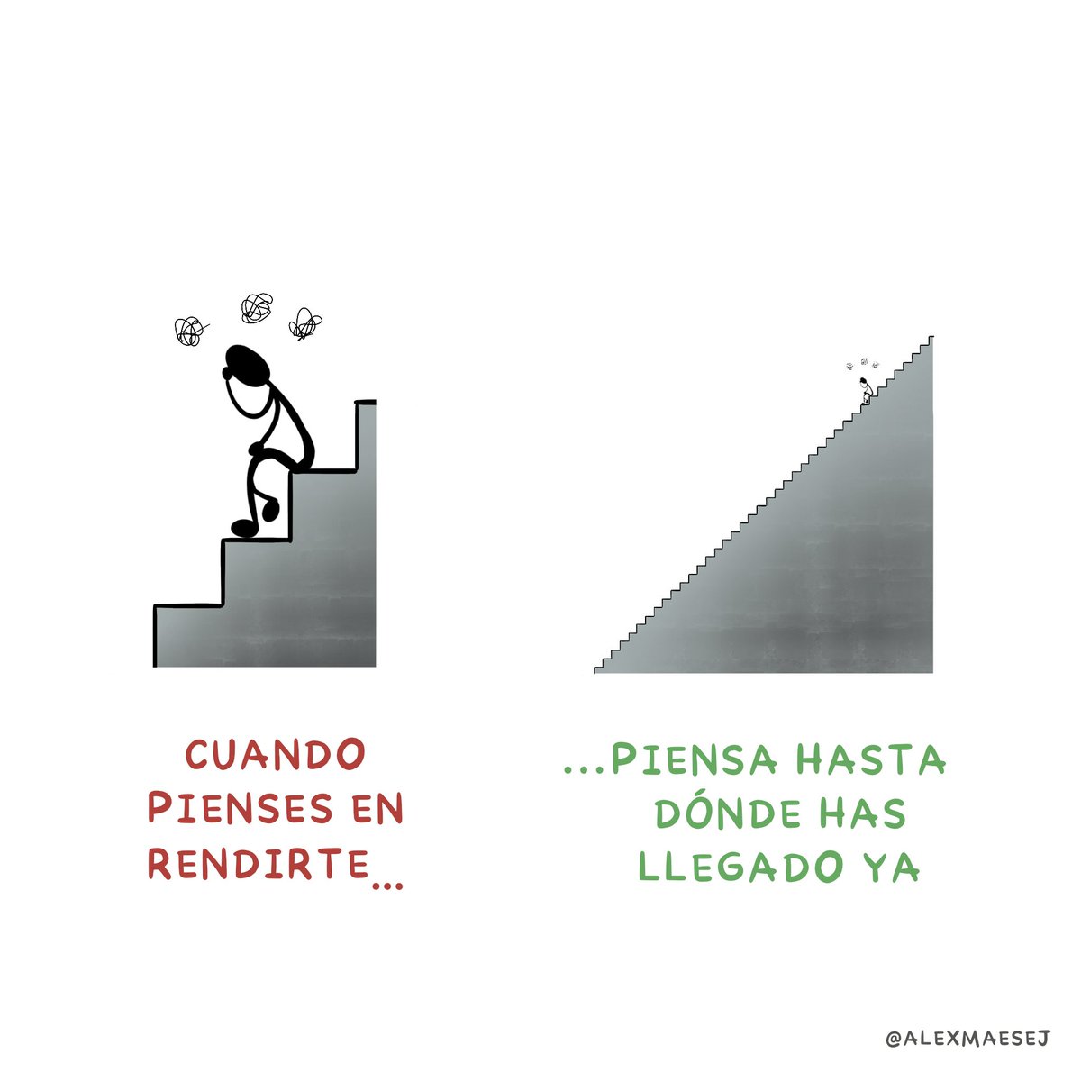 Hay veces en las que queremos decir "¡pues hasta aquí he llegado!". 

Nos vemos sin fuerzas, sin ganas de seguir luchando. Con la sensación de que, por mucho que hagamos, no avanzamos.

Es en esos momentos en los que hay que echar la vista atrás. Pensar en todo lo conseguido.