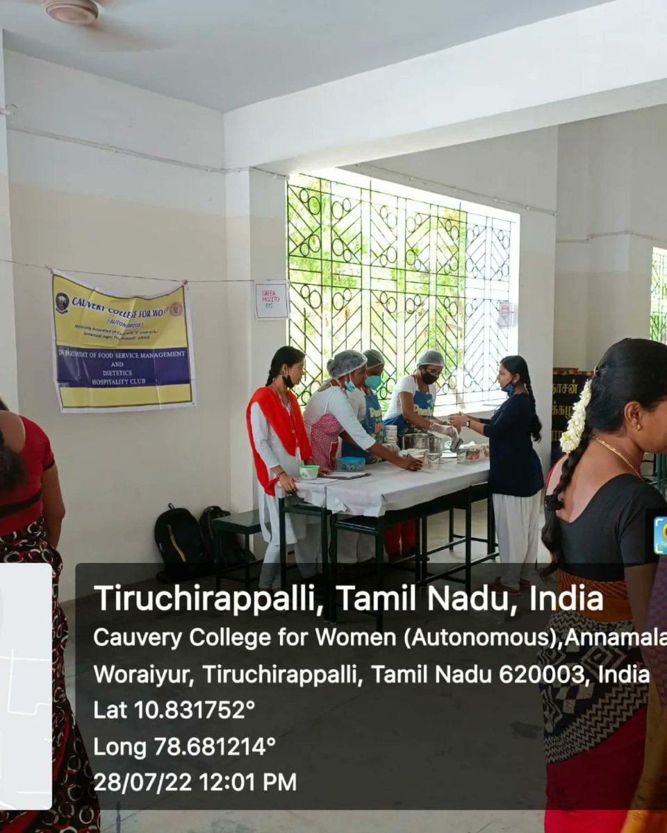 CauveryFor's tweet photo. Department of Food Service Management and Dietetics, Cauvery College for Women (Autonomous), Trichy-18 organized "Yum Yums - Food Stall" on 28.07.2022 as Skill Enhancement Activity. Students enjoyed the event with tasty and nutritious recipes.. https://t.co/Uz2RyVdBuX