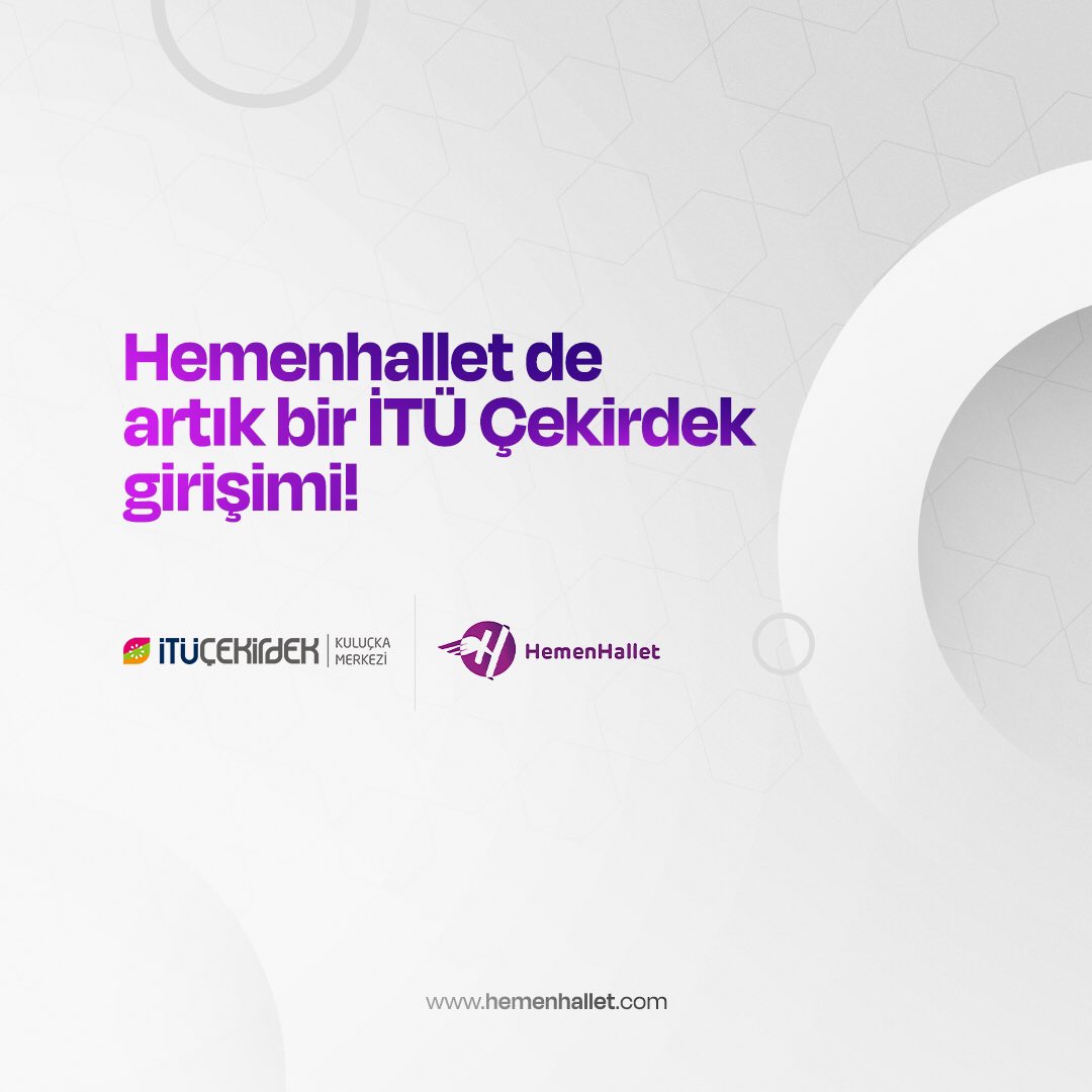 Hemen Hallet de bir İTÜ çekirdek girişimi oldu 🎉🥳😊

İTÜ çekirdek 4. Dönem ön kuluçka programına kabul edilmenin mutluluğu ve gururunu yaşıyoruz.

#itüçekirdek #önkuluçka #hemenhallet