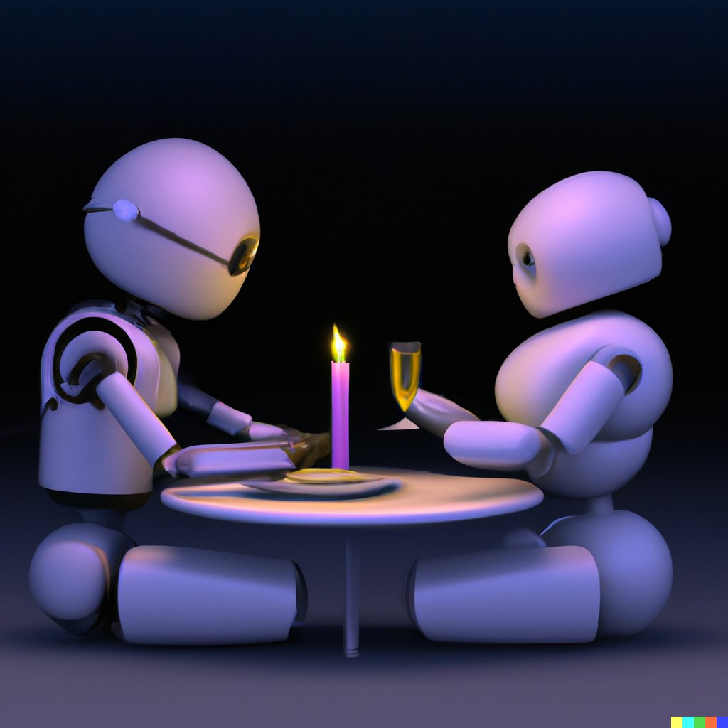 curiousguy_og's tweet photo. Got my DALL-E invite and my mind is blown! 🤯

Input: Robots having candle light dinner ❤️👇

#dalle2 https://t.co/c3xfyoQcrH