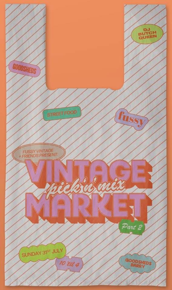 🪩 The Vintage Pick &amp; Mix Pop Up Market 🪩 THIS Sunday 10 - 4 @goodshedsbarry 📍🏴󠁧󠁢󠁷󠁬󠁳󠁿 Come shop local, indie market stalls all under one roof, street food &amp; drink, DJ 🌈 #vintagemarket #cardiff #barryisland #fussyvintage