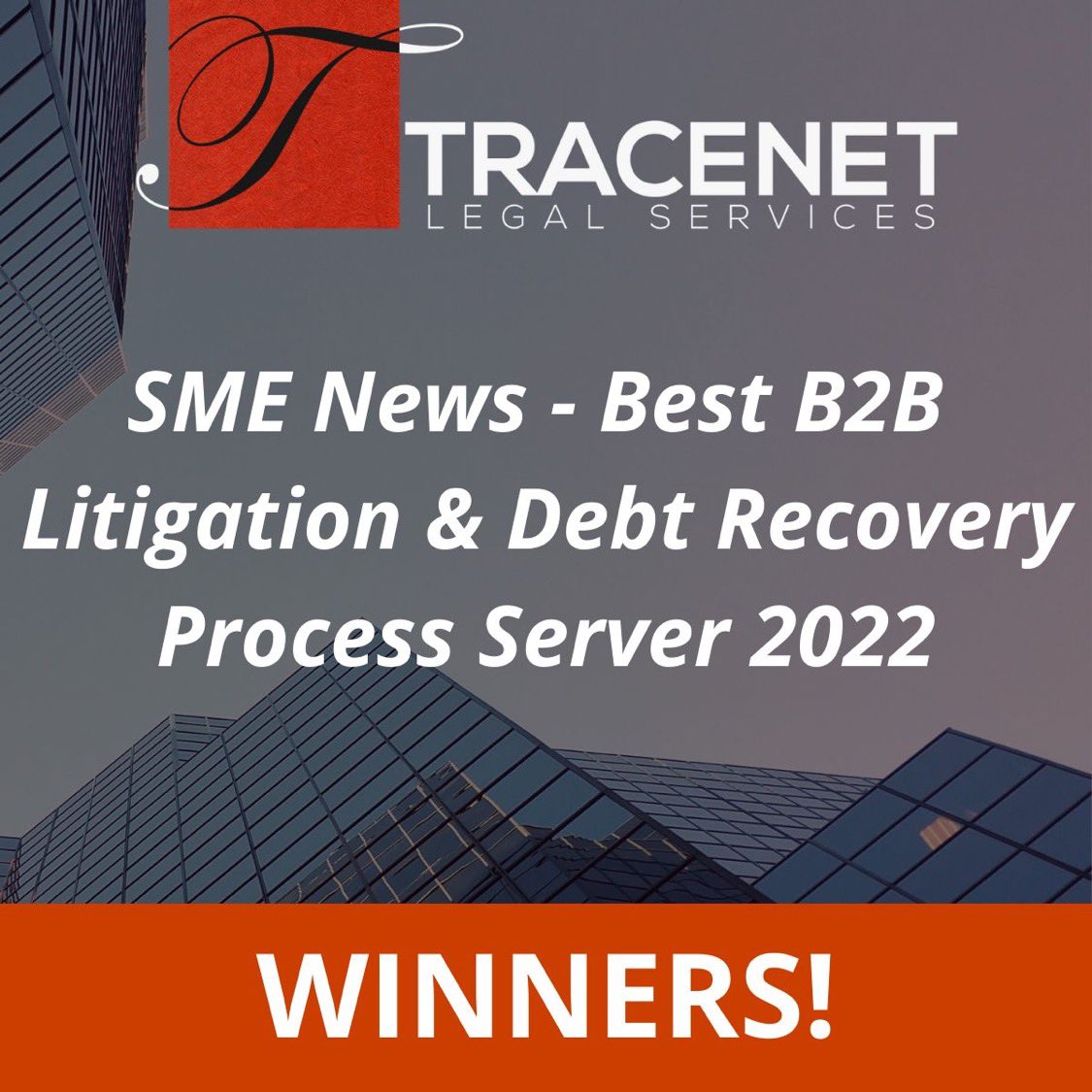 TracenetLegal's tweet photo. Winners - SME News, Best B2B Litigation &amp; Debt Recovery Process Server 2022 #processserver #processserveruk #processserverawards #nationwideprocessserver #ukprocessserver #debtrecoveryprocessserver #litigationprocessserver #tracenetlegalservices https://t.co/P3ZUv1mupN