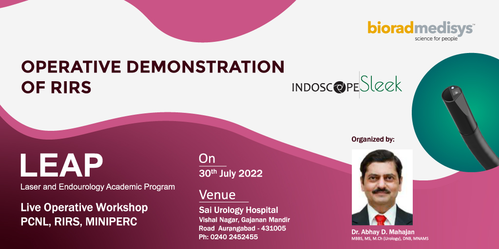 Operative demonstration of RIRS with #IndoscopeSleek @ LEAP on 30th July 2022 at Sai Urology Hospital, Aurangabad. 
#bioradmedisys #urology #liveworkshop #RIRS #PCNL
@drabhaymahajan @mihirjparmar @NavinrHazari @SrKotian @litty6