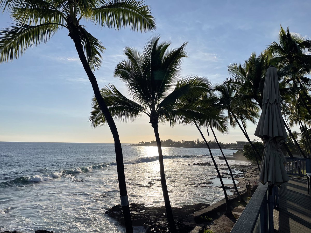 gallanthompson's tweet photo. Pre-sunset cocktails (Kev’s Blue Hawaiian blew away my Dark &amp; Stormy!). https://t.co/kMjaIaDfCz