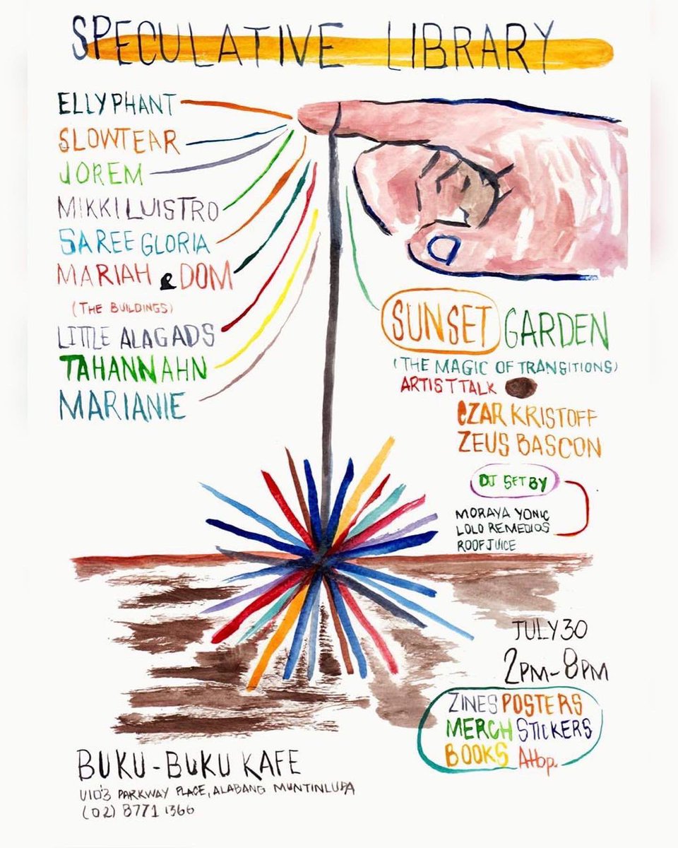 Jam-packed southern excursion tomorrow, July 30!

🪐 Afternoon: SPECULATIVE LIBRARY merch booth at <a href="/bukubukukafe/">Buku-Buku Kafe</a> Muntinlupa - pins, fans, and secondhand art/literature books from Dom and Mariah
💫 Evening: <a href="/tattoonebula/">nebula tattoo</a>.art’s POP-UP